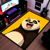 Happy Panda Cartoon Area Flat Rug | Cute Smiling Panda Character Area Flat Rug | Premium Kids Room & Gaming Room Floor Decor