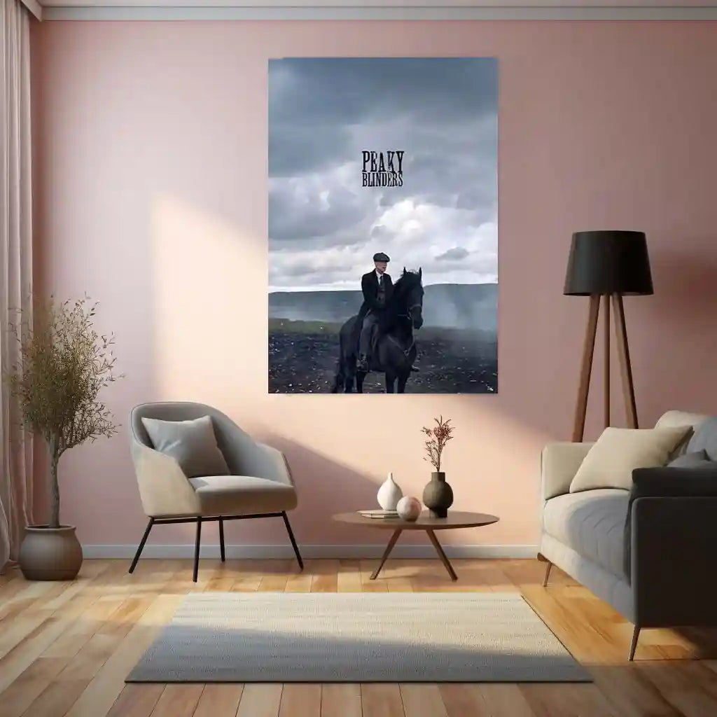 Movies & Series Metal Poster | Peaky Blinders Metal Poster | Thomas Shelby Horse Scene Wall Art | Dark Cinematic Frame | Peaky Blinders Series Decor - TURTLEWINGS