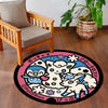 Cute Pokémon Friends Round Flat Rug | Piplup, Alolan Vulpix & Spinda Anime Floor Mat | Anti-Slip 3 mm Absorbent Circle Flat Rug for Bedroom & Gaming Room