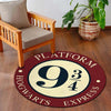 Platform 9¾ Round Flat Rug | Hogwarts Express Harry Potter Inspired Floor Mat | Wizard Theme Anti-Slip 3 mm Absorbent Circle Flat Rug for Bedroom & Gaming Room