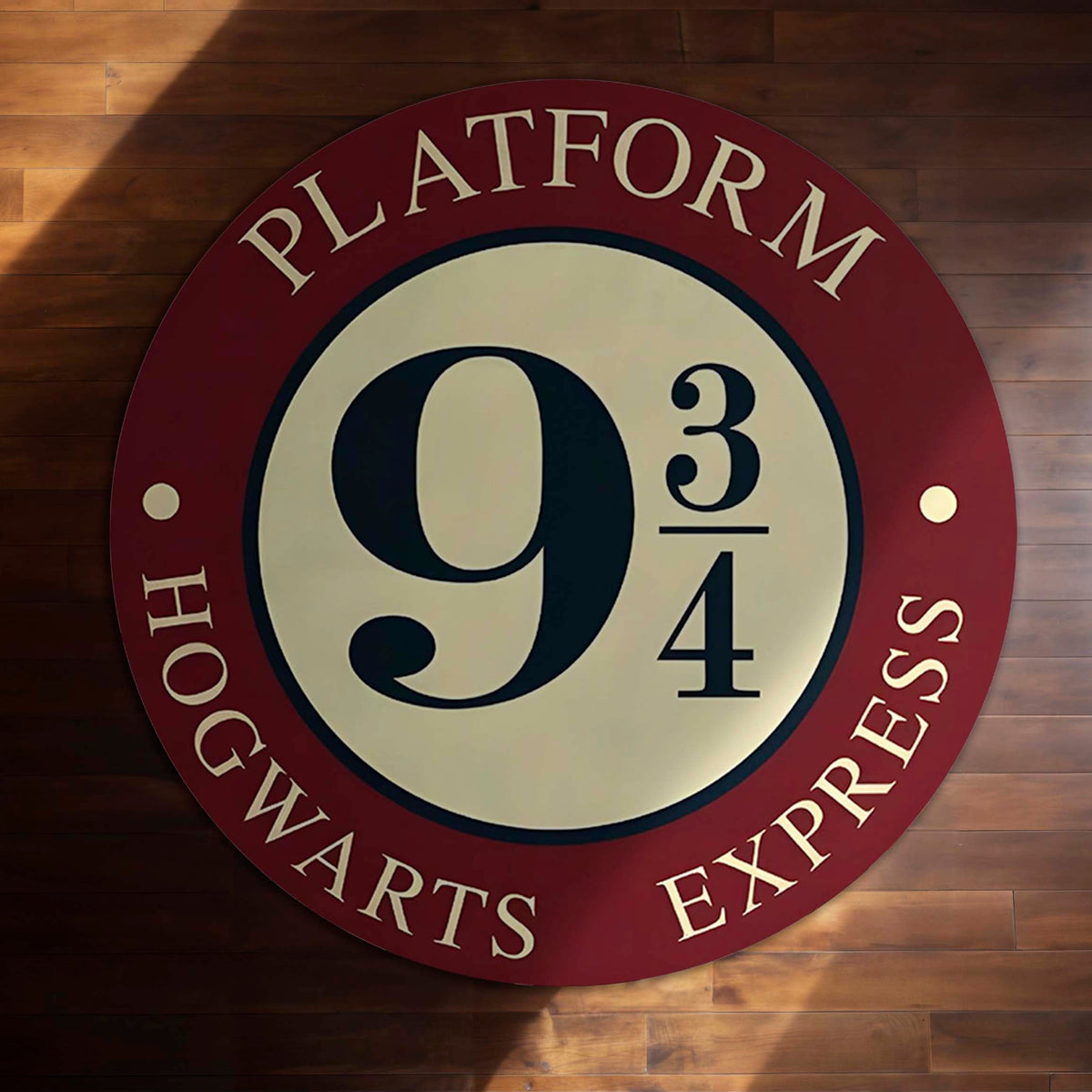 Platform 9¾ Round Flat Rug | Hogwarts Express Harry Potter Inspired Floor Mat | Wizard Theme Anti-Slip 3 mm Absorbent Circle Flat Rug for Bedroom & Gaming Room