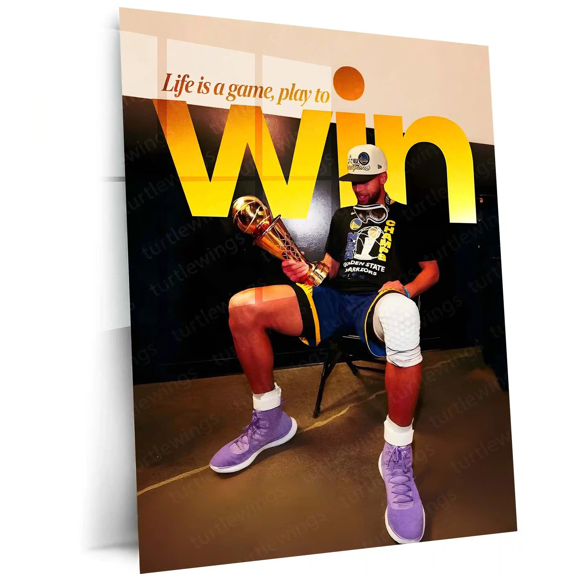 Quote Metal Poster | Stephen Curry – Play to Win Metal Frame Champion Mindset & Dynasty Mentality Quote Wall Art | Elite Basketball Motivation Metal Poster - TURTLEWINGS