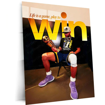 Quote Metal Poster | Stephen Curry – Play to Win Metal Frame Champion Mindset & Dynasty Mentality Quote Wall Art | Elite Basketball Motivation Metal Poster - TURTLEWINGS