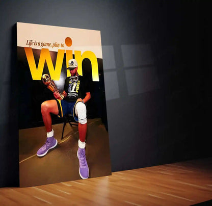 Quote Metal Poster | Stephen Curry – Play to Win Metal Frame Champion Mindset & Dynasty Mentality Quote Wall Art | Elite Basketball Motivation Metal Poster - TURTLEWINGS