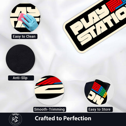 PlayStation Gaming Inspired Floor Mat (3 mm Thick) | Retro Console Logo Art for Gaming Room, Studio & Gamer Setup
