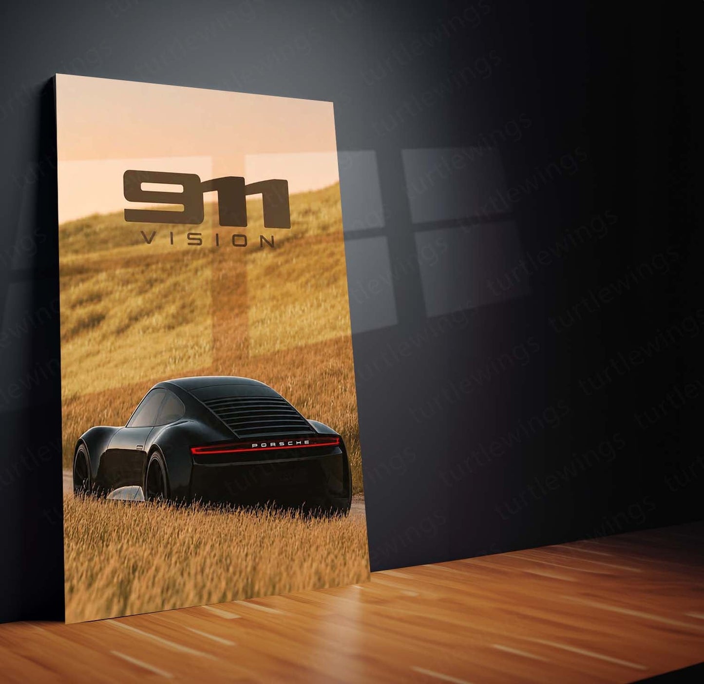 Porsche 911 Vision Metal Poster | Minimalist Porsche 911 Wall Art