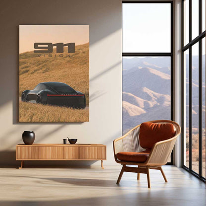 Porsche 911 Vision Metal Poster | Minimalist Porsche 911 Wall Art