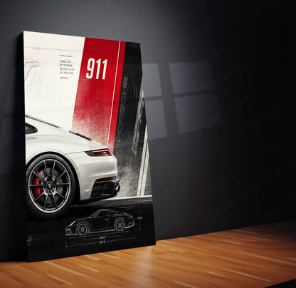 Car Metal Poster Set of 3 | Porsche 911 Racing Icon Triptych Wall Art