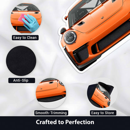 Porsche 911 Front View Floor Mat | Anti-Slip 3mm Absorbent Supercar Design Flat Rug | Easy Clean Waterproof Floor Mat for Home, Office & Garage