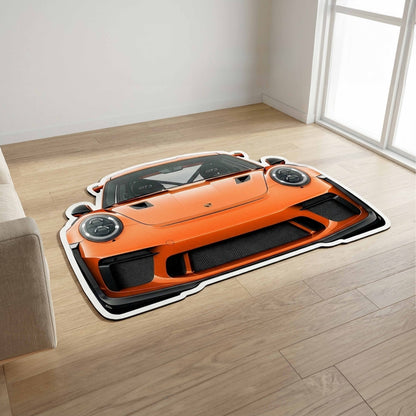 Porsche 911 Front View Floor Mat | Anti-Slip 3mm Absorbent Supercar Design Flat Rug | Easy Clean Waterproof Floor Mat for Home, Office & Garage