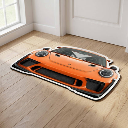 Porsche 911 Front View Floor Mat | Anti-Slip 3mm Absorbent Supercar Design Flat Rug | Easy Clean Waterproof Floor Mat for Home, Office & Garage