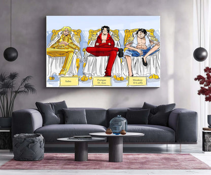 Anime Metal Poster | Portgas D. Ace, Sabo & Monkey D. Luffy – One Piece Metal Poster | Brotherhood Wall Frame - TURTLEWINGS 
