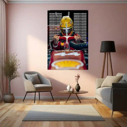 Quote Metal Poster | Lewis Hamilton – Pressure Is a Privilege Metal Frame Champion Mindset & Formula 1 Legacy Quote Wall Art | Elite Performance Motorsport Metal Poster - TURTLEWINGS
