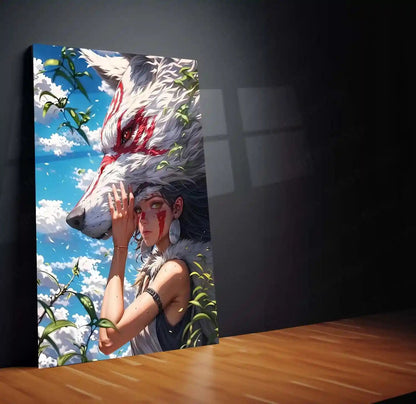 Anime Metal Poster | Princess Mononoke – Spirit of the Forest | Mythic Anime Metal Frame Nature, Identity & Warrior Soul Wall Art | Studio Ghibli–Inspired Metal Poster - TURTLEWINGS 