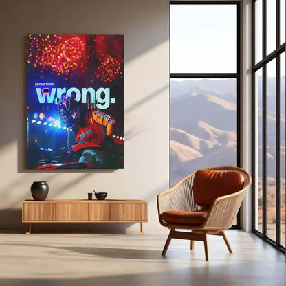 Quote Metal Poster | Lando Norris – Prove Them Wrong Metal Frame Modern F1 Grit & Comeback Mentality Quote Wall Art | High-Pressure Performance Motorsport Metal Poster - TURTLEWINGS