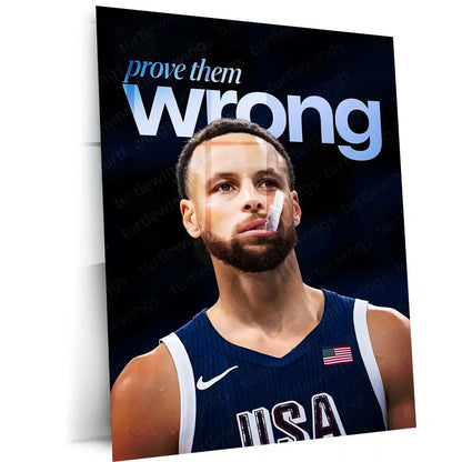 Quote Metal Poster | Stephen Curry – Prove Them Wrong Metal Frame Underdog Mentality & Championship Grit Quote Wall Art | Elite Basketball Motivation Metal Poster - TURTLEWINGS
