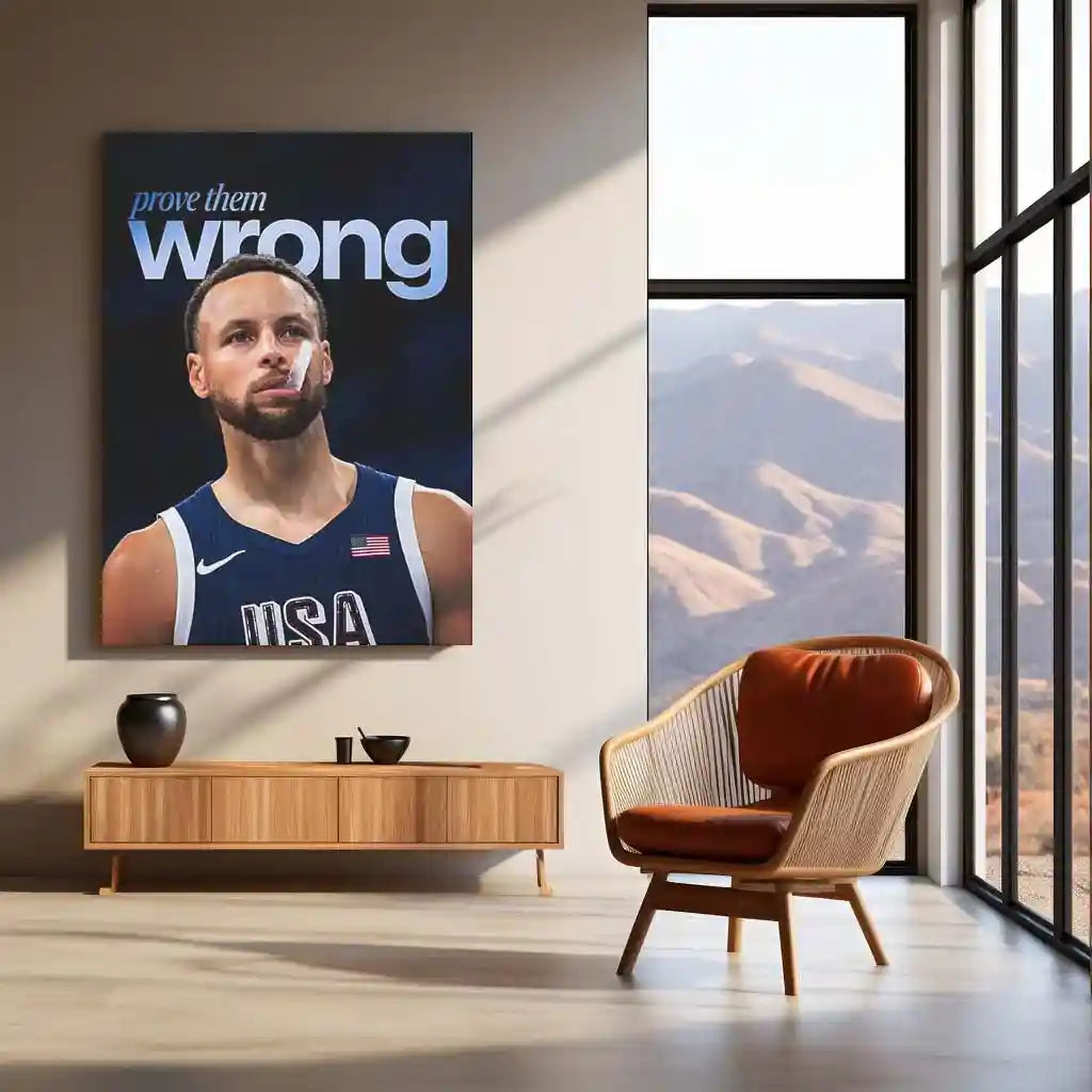 Quote Metal Poster | Stephen Curry – Prove Them Wrong Metal Frame Underdog Mentality & Championship Grit Quote Wall Art | Elite Basketball Motivation Metal Poster - TURTLEWINGS