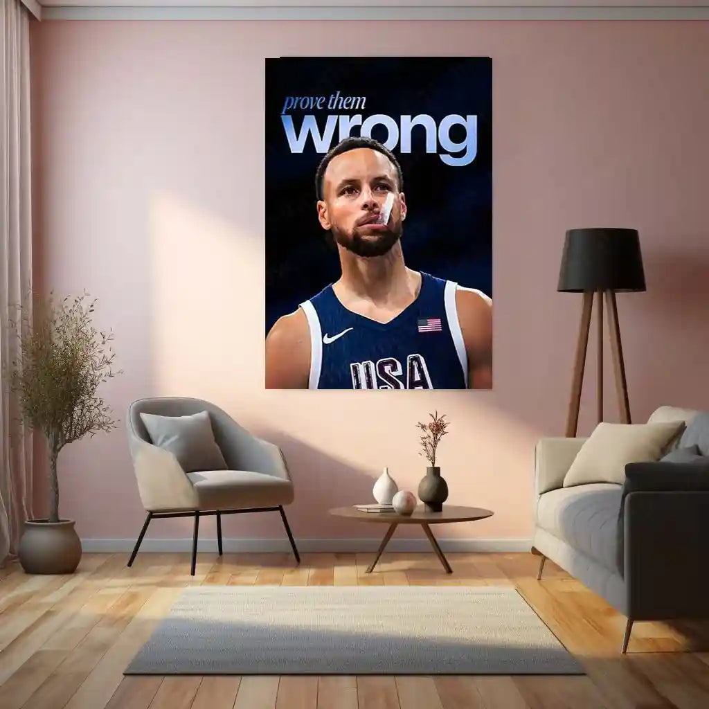 Quote Metal Poster | Stephen Curry – Prove Them Wrong Metal Frame Underdog Mentality & Championship Grit Quote Wall Art | Elite Basketball Motivation Metal Poster - TURTLEWINGS