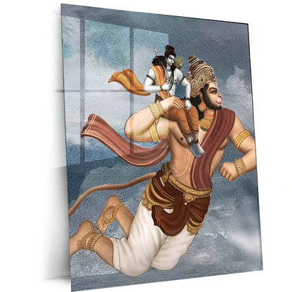 Ram Hanuman Metal Poster – Divine Devotion Wall Art | Spiritual Hindu Decor - TURTLEWINGS