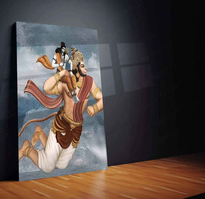 Ram Hanuman Metal Poster – Divine Devotion Wall Art | Spiritual Hindu Decor - TURTLEWINGS