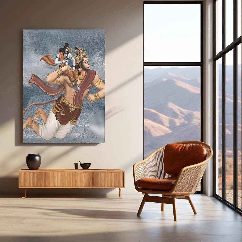 Ram Hanuman Metal Poster – Divine Devotion Wall Art | Spiritual Hindu Decor - TURTLEWINGS