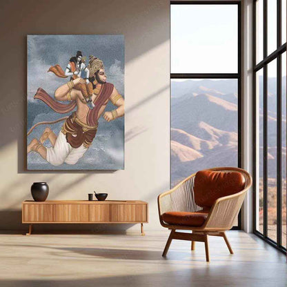 Ram Hanuman Metal Poster – Divine Devotion Wall Art | Spiritual Hindu Decor - TURTLEWINGS