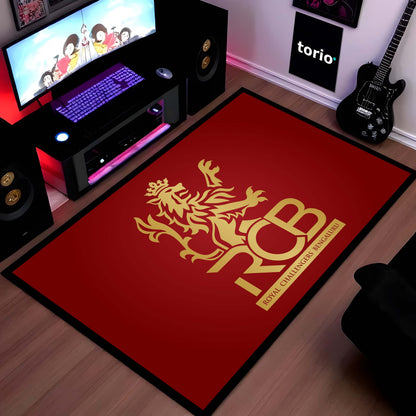 Royal Challengers Bengaluru Floor Mat (3 mm Thick) | Bold Red Fan Flat Rug for Bedroom, Gaming Room & Sports Spaces
