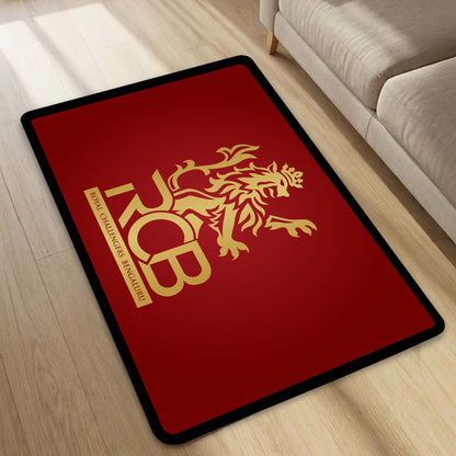 Royal Challengers Bengaluru Floor Mat (3 mm Thick) | Bold Red Fan Flat Rug for Bedroom, Gaming Room & Sports Spaces