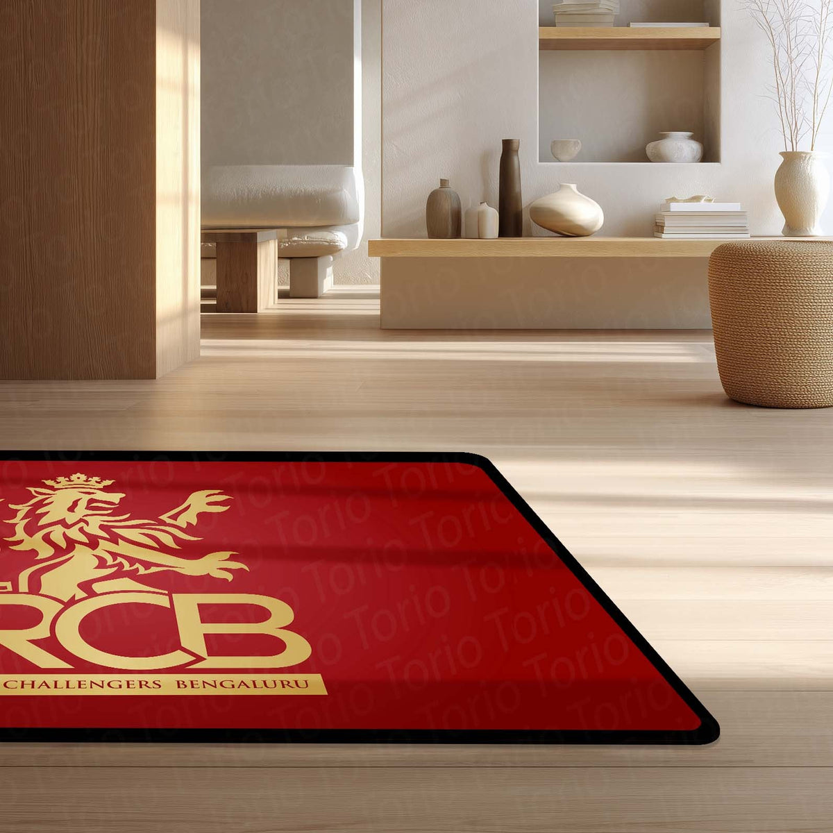 Royal Challengers Bengaluru Floor Mat (3 mm Thick) | Bold Red Fan Flat Rug for Bedroom, Gaming Room & Sports Spaces
