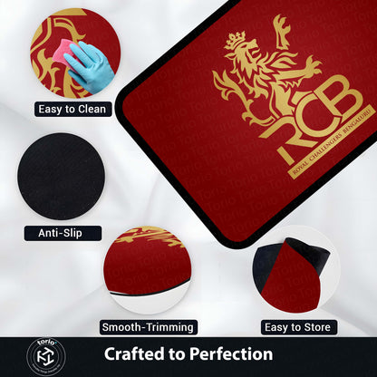 Royal Challengers Bengaluru Floor Mat (3 mm Thick) | Bold Red Fan Flat Rug for Bedroom, Gaming Room & Sports Spaces
