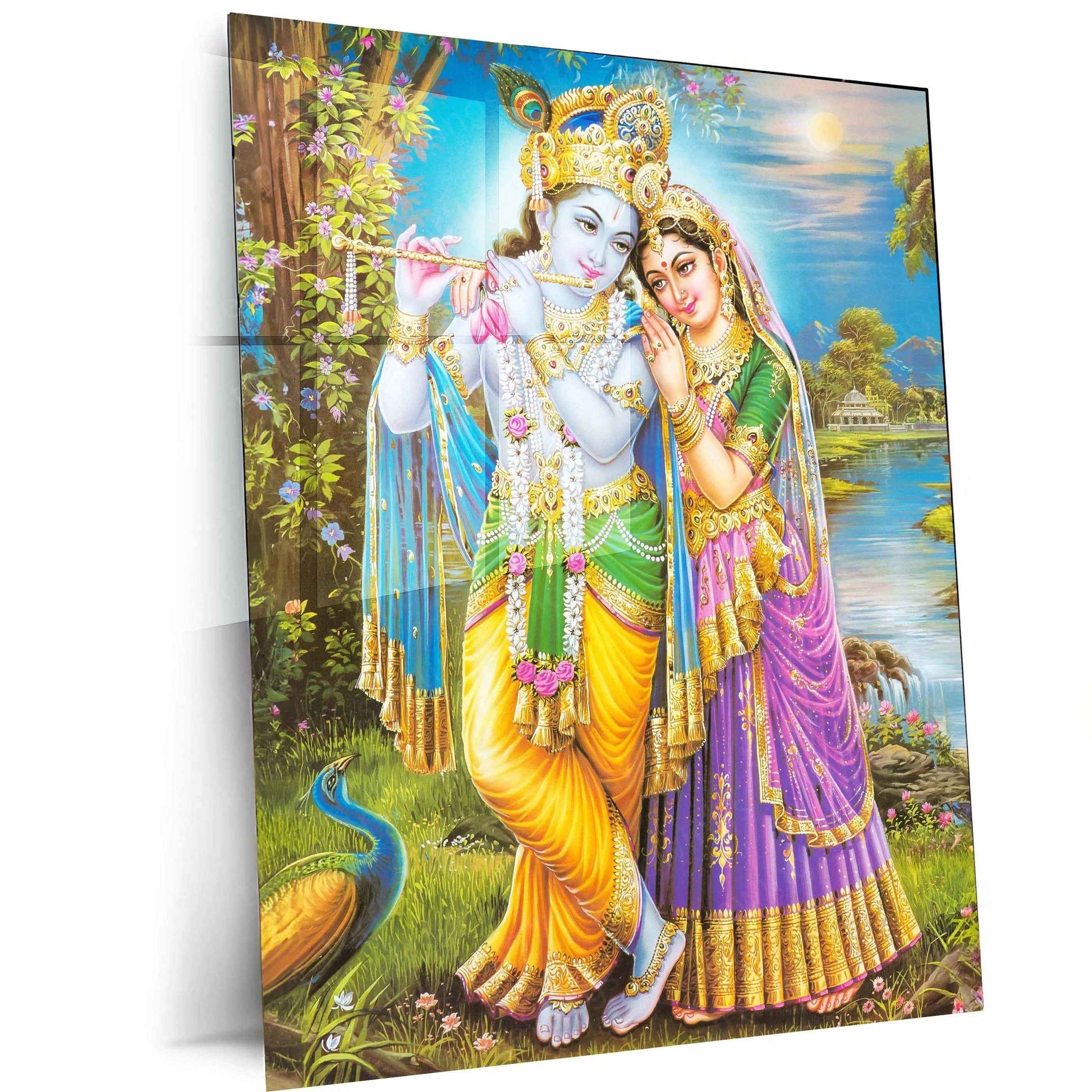 Radha Krishna Metal Poster – Divine Love Wall Art | Spiritual & Aesthetic Decor - TURTLEWINGS