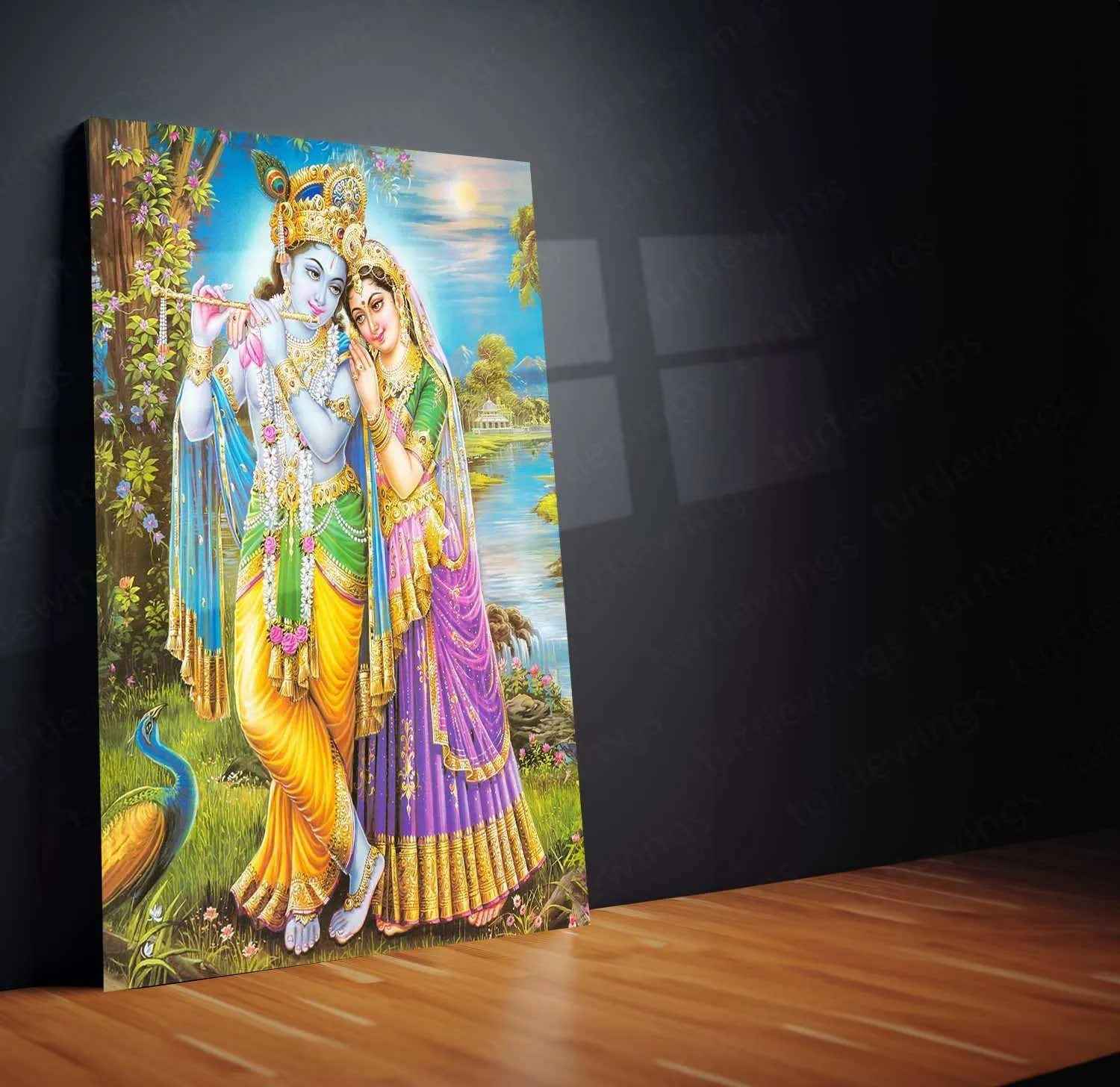 Radha Krishna Metal Poster – Divine Love Wall Art | Spiritual & Aesthetic Decor - TURTLEWINGS