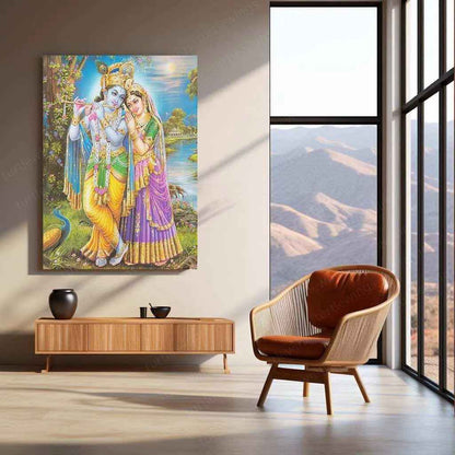 Radha Krishna Metal Poster – Divine Love Wall Art | Spiritual & Aesthetic Decor - TURTLEWINGS