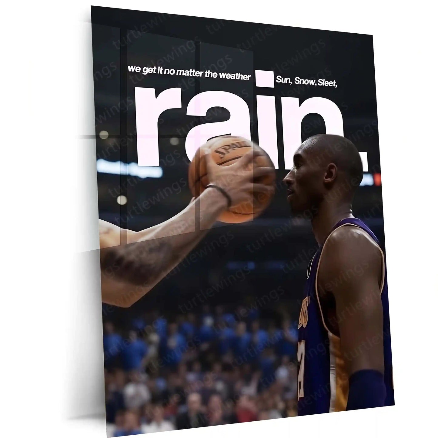 Quote Metal Poster | Kobe Bryant – Rain or Shine Metal Frame Mamba Mentality Discipline & Relentless Work Ethic Quote Wall Art | Iconic Basketball Motivation Metal Poster - TURTLEWINGS