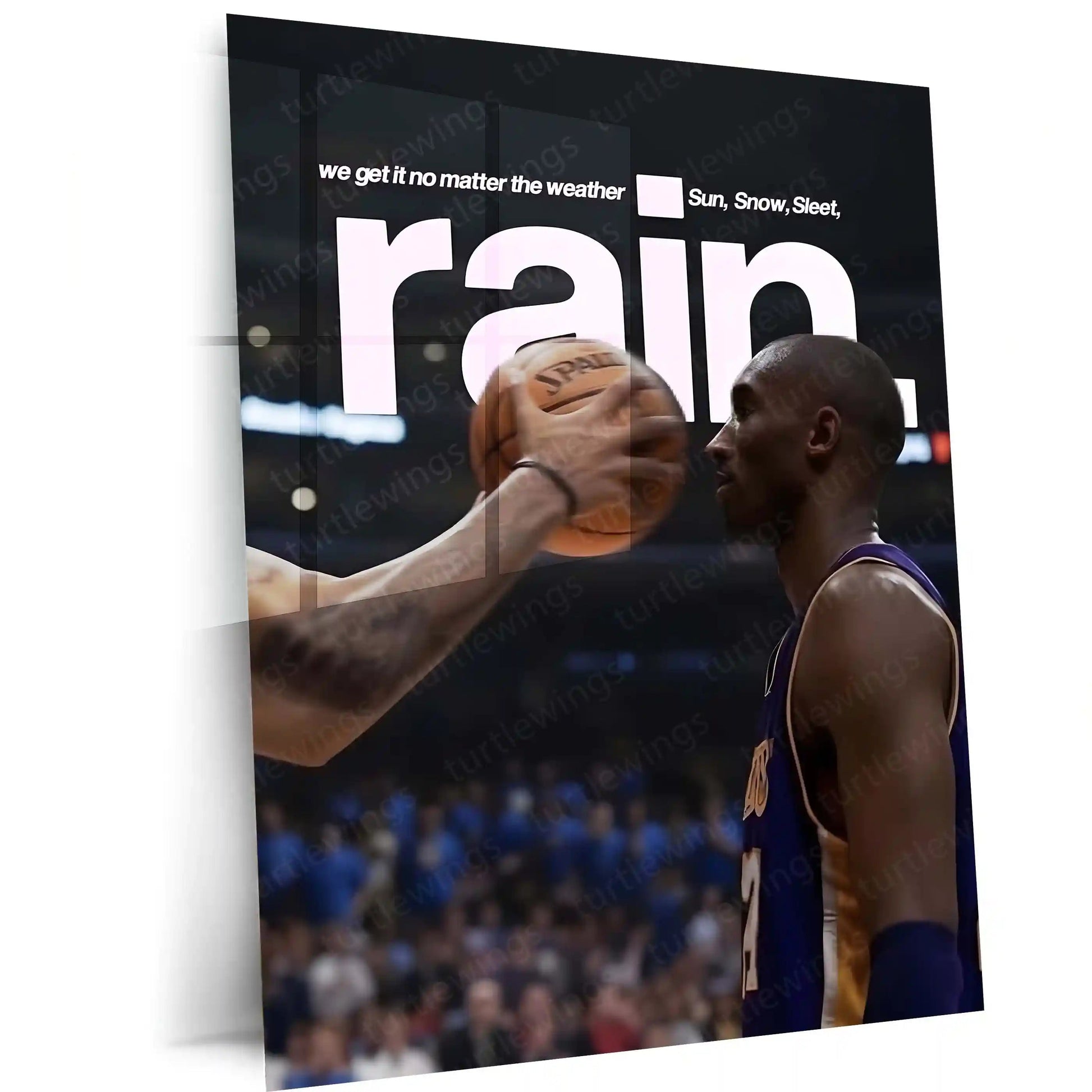 Quote Metal Poster | Kobe Bryant – Rain or Shine Metal Frame Mamba Mentality Discipline & Relentless Work Ethic Quote Wall Art | Iconic Basketball Motivation Metal Poster - TURTLEWINGS
