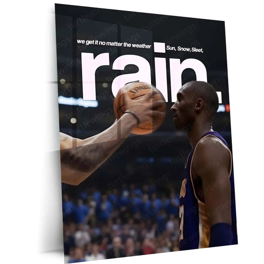 Quote Metal Poster | Kobe Bryant – Rain or Shine Metal Frame Mamba Mentality Discipline & Relentless Work Ethic Quote Wall Art | Iconic Basketball Motivation Metal Poster - TURTLEWINGS