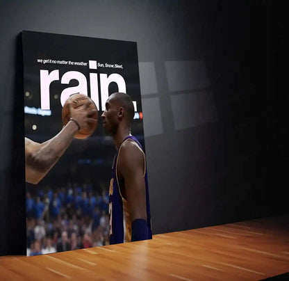 Quote Metal Poster | Kobe Bryant – Rain or Shine Metal Frame Mamba Mentality Discipline & Relentless Work Ethic Quote Wall Art | Iconic Basketball Motivation Metal Poster - TURTLEWINGS