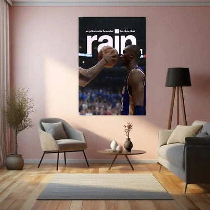 Quote Metal Poster | Kobe Bryant – Rain or Shine Metal Frame Mamba Mentality Discipline & Relentless Work Ethic Quote Wall Art | Iconic Basketball Motivation Metal Poster - TURTLEWINGS
