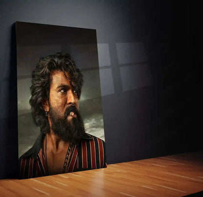 Movies & Series Metal Poster | Ram Charan Mass Stylish Metal Poster | Powerful Telugu Superstar Wall Art | Premium Actor Portrait Frame - TURTLEWINGS