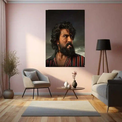 Movies & Series Metal Poster | Ram Charan Mass Stylish Metal Poster | Powerful Telugu Superstar Wall Art | Premium Actor Portrait Frame - TURTLEWINGS