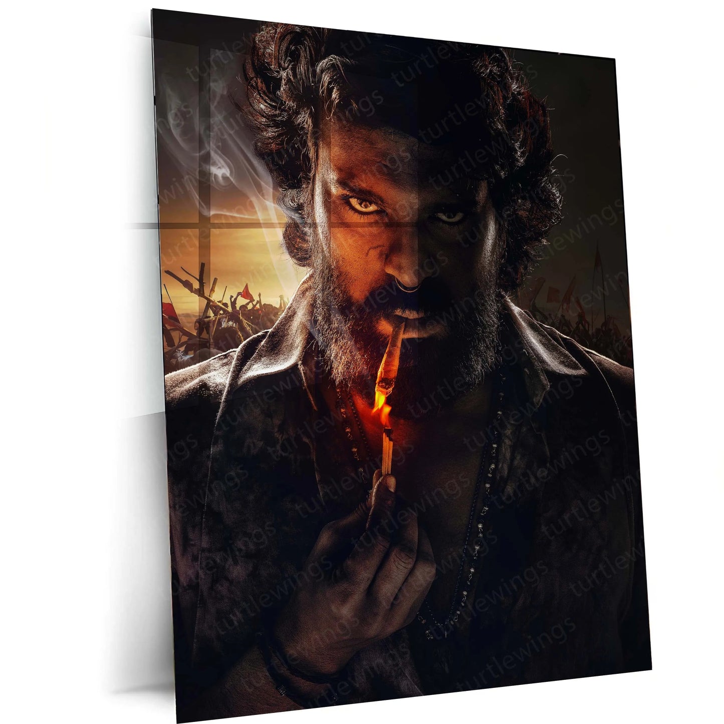 Movies & Series Metal Poster | Ram Charan Mass Stylish Metal Poster | Powerful Telugu Superstar Wall Art | Premium Actor Portrait Frame 01 - TURTLEWINGS