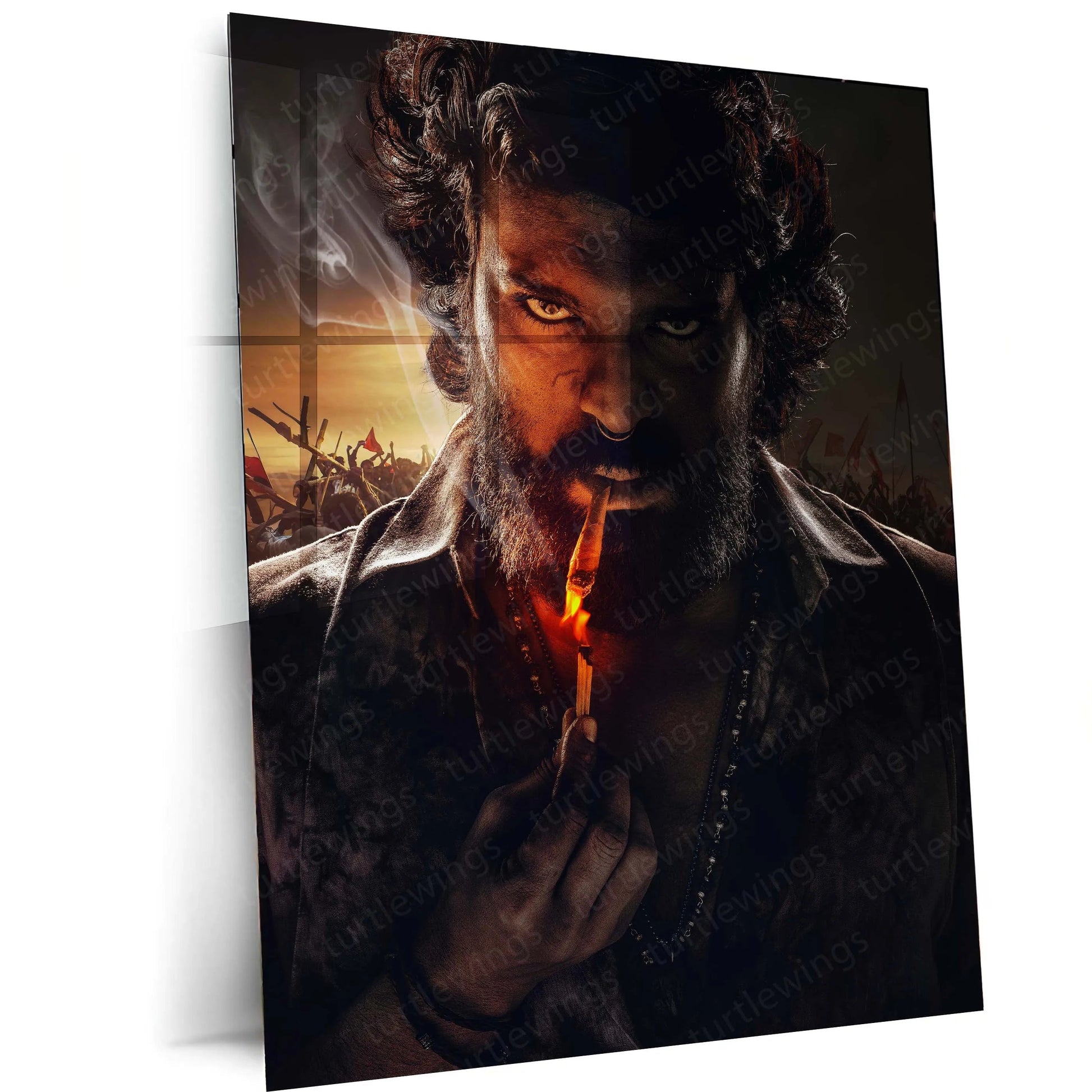 Movies & Series Metal Poster | Ram Charan Mass Stylish Metal Poster | Powerful Telugu Superstar Wall Art | Premium Actor Portrait Frame 01 - TURTLEWINGS