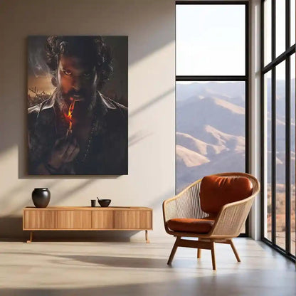 Movies & Series Metal Poster | Ram Charan Mass Stylish Metal Poster | Powerful Telugu Superstar Wall Art | Premium Actor Portrait Frame 01 - TURTLEWINGS