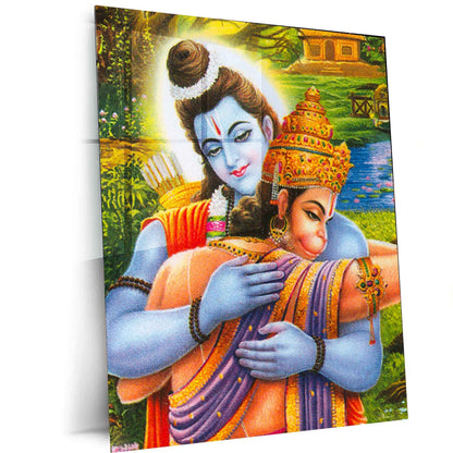 Ram Hanuman Metal Poster – Divine Devotion Wall Art | Spiritual Hindu Decor 2 - TURTLEWINGS