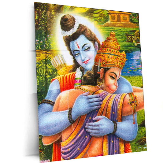 Ram Hanuman Metal Poster – Divine Devotion Wall Art | Spiritual Hindu Decor 2 - TURTLEWINGS