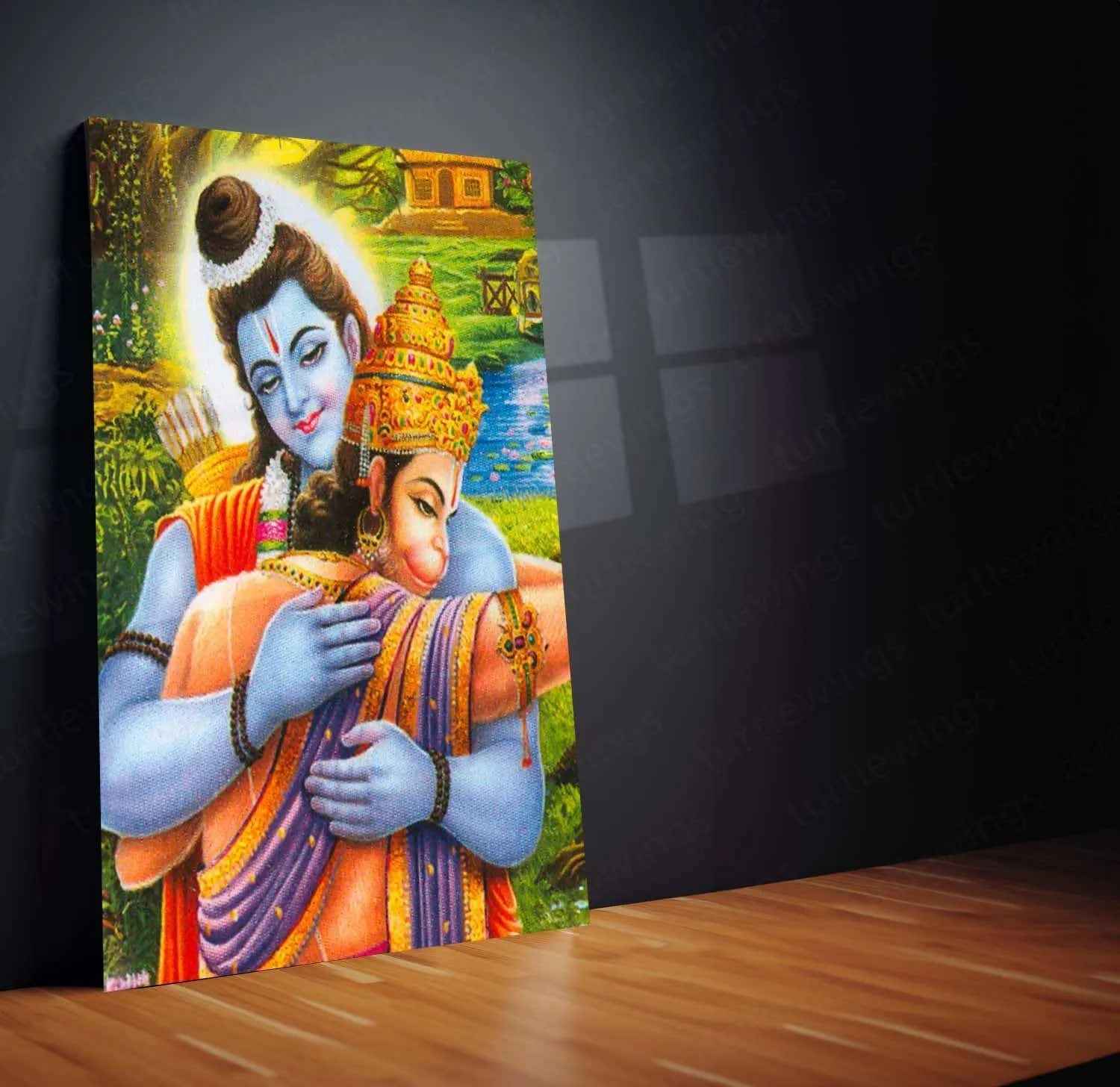 Ram Hanuman Metal Poster – Divine Devotion Wall Art | Spiritual Hindu Decor 2 - TURTLEWINGS