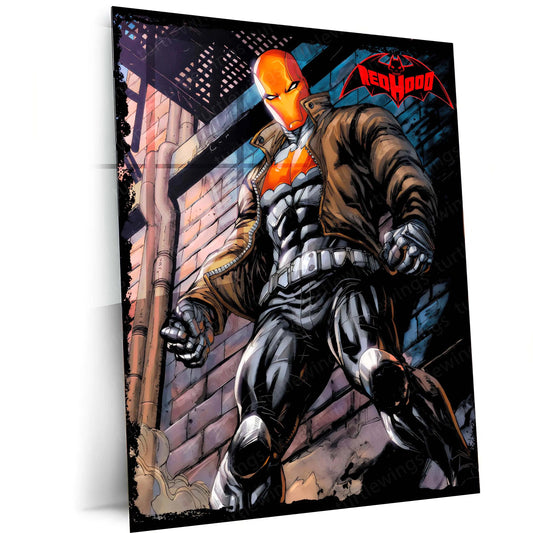 Red Hood – Gotham’s Vigilante Metal Poster | DC Comics Wall Frame - TURTLEWINGS