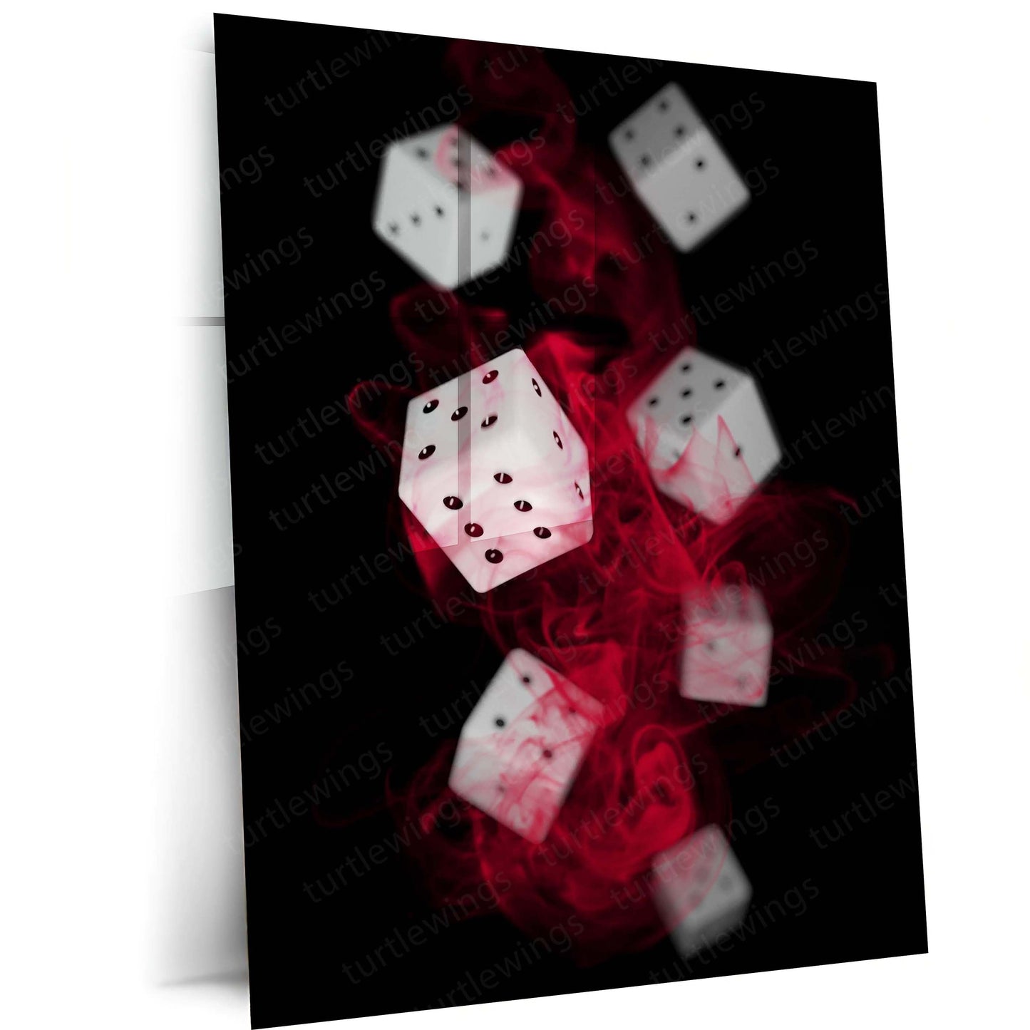 Red Smoke Dice Metal Poster | Casino Luck & Gambling Aesthetic Wall Art  Premium Dice & Gaming Inspired Metal Frame by TurtleWings