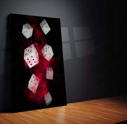 Red Smoke Dice Metal Poster | Casino Luck & Gambling Aesthetic Wall Art  Premium Dice & Gaming Inspired Metal Frame by TurtleWings
