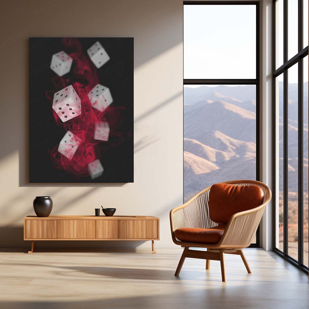 Red Smoke Dice Metal Poster | Casino Luck & Gambling Aesthetic Wall Art  Premium Dice & Gaming Inspired Metal Frame by TurtleWings